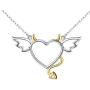 DAOCHONG Two-Tone 925 Sterling Silver Devil Heart with Wings Pendant Necklace for Women Girls Halloween Gift