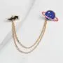 Saturn Planet Lightning Brooch Pin Long Chain Tassel Black Bolt Cartoon Dripping Oil Enamel Lapel Pin for Women Girls Saturn Planet Lightning Brooch Pin Long Chain Tassel Black Bolt Cartoon Dripping Oil Enamel Lapel Pin for Women Girls