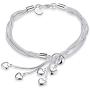 Women Girl Link Bracelet， 925 Sterling Silver Five-line Chain with Five-Heart Bracelet(7.5'',7.9'', 8.3'')