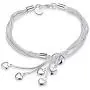 925 Sterling Silver Five-Line Chain with Five-Heart Bracelet Bangle