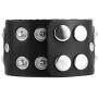 HZMAN Unisex Black Genuine Leather Silver Pyramid Studs Wristband 80s Gothic Punk Glam