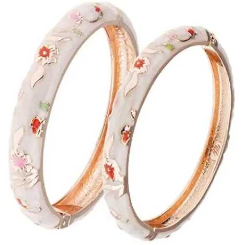 UJOY Designer Cloisonne Bracelets Indian Flower Enameled Jewelry Open Cuff Clasp Hinged Bangle Sets Gift Box for Women 55A111 UJOY Designer Cloisonne Bracelets Indian Flower Enameled Jewelry Open Cuff Clasp Hinged Bangle Sets Gift Box for Women 55A111