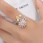 Adjustable Womens Band Birthstone Ring Cubic Zirconia Anti-Anxiety Open Flower and Bee Spinning Rings Girls Rotatable Calming Worry Meditation Ring Birthday Christmas Jewelry Gifts for Relieving Boredom ADHD, Anxiety,Autism