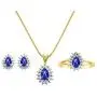 RYLOS Matching Jewelry For Women 14K Yellow Gold Diamond & Blue Star Sapphire Matching Earrings, Pendant Necklace and Ring Set with 18'' Chain 6X4MM Jewelry For Women Womens Jewelry Gold Jewelry