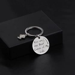 Zuo Bao Fishing Lure Jewelry My Best Catch was You Fisherman Gifts Funny Keychain for Husband Boyfriend
