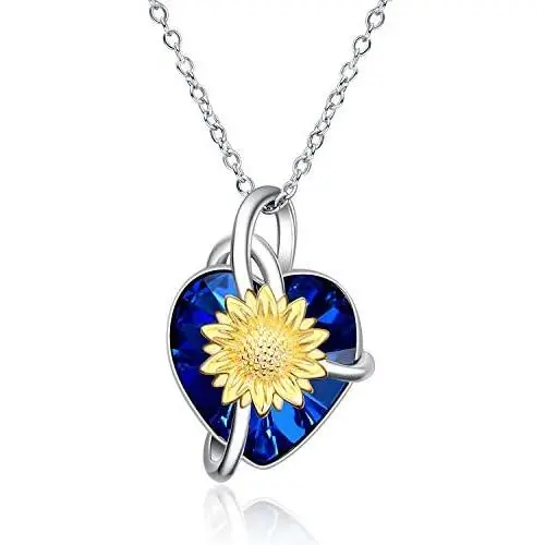 ONEFINITY Sunflower Necklace 925 Sterling Silver Sunflower Crystal Necklaces Sunflower Jewelry for Women Girls Gifts ONEFINITY Sunflower Necklace 925 Sterling Silver Sunflower Crystal Necklaces Sunflower Jewelry for Women Girls Gifts
