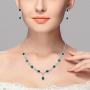 EleQueen Womens Silver-Tone Cubic Zirconia Teardrop Flower Bridal V-Necklace Jewelry Set Dangle Earrings