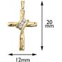 Petite 10k Yellow Gold Three Stone Off Set Diamond Cross Pendant with 18'' Chain