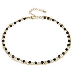 Fettero Dainty Layered Gold Chocker Handmade Beads 14K Gold Fill Heart White Opal Necklace