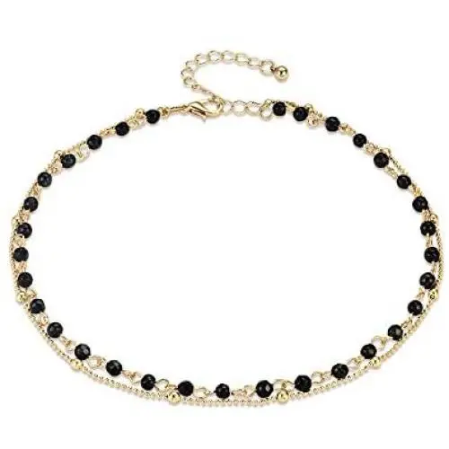 Fettero Dainty Layered Gold Chocker Handmade Beads 14K Gold Fill Heart White Opal Necklace Fettero Dainty Layered Gold Chocker Handmade Beads 14K Gold Fill Heart White Opal Necklace
