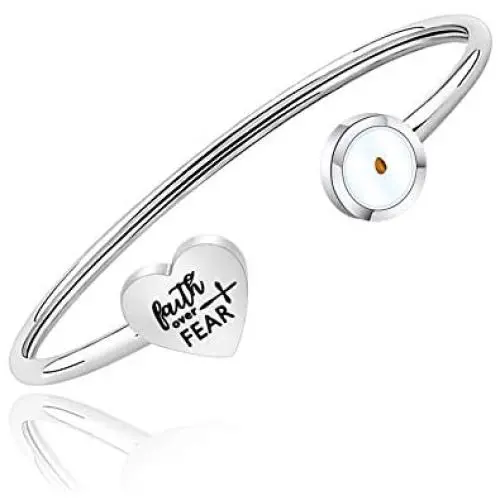 FAADBUK Christian Mustard Seed Bracelet Christian Gifts Faith Over Fear Mustard Seed Jewelry Bracelet Religious Inspirational Gift for Women Girls