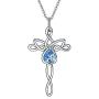 UCADRIT Angel Cross Necklace for Women 925 Sterling Silver with March Birthstone Guardian Angel Jewelry Gifts for Women