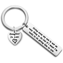 ENSIANTH Daughter in Law Gift Giving Away My Son is Not an Easy Thing to Do Keychain Wedding Gift Jewelry for Bride Bridal Shower Gift