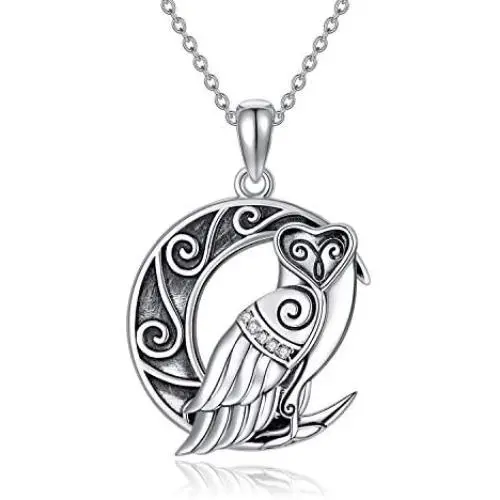 VENACOLY Owl Gifts for Owl Lovers Sterling Silver Owl Necklace Celtic Knot Owl On Moon Pendant Owl Jewelry for Women VENACOLY Owl Gifts for Owl Lovers Sterling Silver Owl Necklace Celtic Knot Owl On Moon Pendant Owl Jewelry for Women