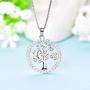 YL Tree Necklace 925 Sterling Silver Created Emerald/Sapphire/Garnet/Amethyst/Zirconia Pendant Round Halo Family Life of Jewelry