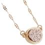 Humble Chic Simulated Druzy Delicate Necklace for Women - Gold-Tone Dainty Chain-Link Simple Pendant Choker - Minimalist Created Geode Stone Charm