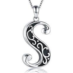 JZCOLOR 925 Sterling Silver Initial Letter Urn Necklace Human Ashes Holder Keepsake Memorial Pendant Heart Cremation Ashes Urn Necklace Jewelry Women Gifts