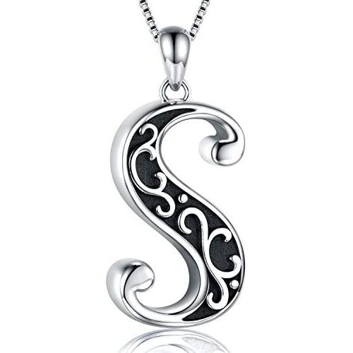 JZCOLOR 925 Sterling Silver Initial Letter Urn Necklace Human Ashes Holder Keepsake Memorial Pendant Heart Cremation Ashes Urn Necklace Jewelry Women Gifts