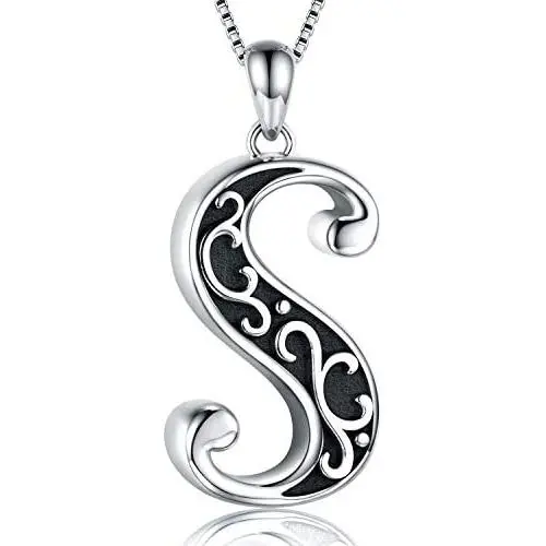JZCOLOR 925 Sterling Silver Initial Letter Urn Necklace Human Ashes Holder Keepsake Memorial Pendant Heart Cremation Ashes Urn Necklace Jewelry Women Gifts