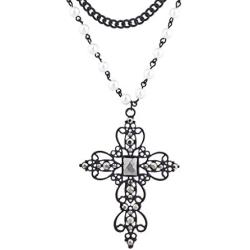 Lux Accessories Rosary Elegant Fancy Beaded Cross Necklace