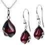 Cherry Amber Sterling Silver Earrings Pendant Necklace Set Chain 18''