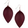 StylesILove Womens Handmade Lightweight Bohemian Leaf Drop Leather Earrings (Burgundy)