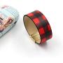 INENIMARTJ 3 Pieces Christmas Plaid Leather Earrings Bracelet Set, Handmade Lightweight Christmas Buffalo Plaid Bracelet for Women & Girls