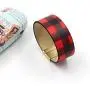 INENIMARTJ 3 Pieces Christmas Plaid Leather Earrings Bracelet Set, Handmade Lightweight Christmas Buffalo Plaid Bracelet for Women & Girls