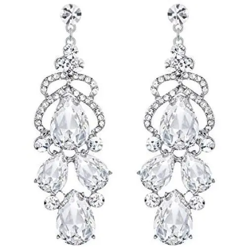 EVER FAITH Womens Austrian Crystal Stunning Bridal Wedding Teardrop Pierced Dangle Earrings EVER FAITH Womens Austrian Crystal Stunning Bridal Wedding Teardrop Pierced Dangle Earrings