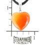 Big Heart Collection - 20mm Classic Red Agate Carnelian Orange - 20-22 inch Black Cord – Crystal Gemstone Carved Necklace Charm Handmade