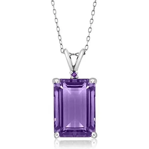 Gem Stone King Purple Amethyst 925 Sterling Silver Pendant Necklace 7.12 Ct Emerald Cut Gemstone Birthstone with 18 Inch Silver Chain Gem Stone King Purple Amethyst 925 Sterling Silver Pendant Necklace 7.12 Ct Emerald Cut Gemstone Birthstone with 18 Inch Silver Chain