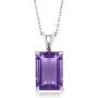 Gem Stone King Purple Amethyst 925 Sterling Silver Pendant Necklace 7.12 Ct Emerald Cut Gemstone Birthstone with 18 Inch Silver Chain
