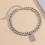 Ingemark Sparkly Initial E Necklace Rhinestone Cuban Link Chain Choker Necklace for Women Girls