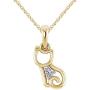 Pretty Jewels 0.06 Ct Natural Diamond Cute Kitty Cat Pendant Necklace with 18'' Chain 925 Sterling Silver (G-H/I1-I2)