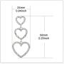 RareLove Bling CZ Crystal Interlocking Three Heart Hollow Dangle Stud Piercing Earrings For Women Girls Silver Plated Alloy Valentines Gift For Her