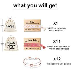 Bridemaid Love Knot Bracelets set - Mookoo 9 7 6 Set Bride Tribe Hair Tie and Bracelets Bridal Shower Cuff for Girls Women