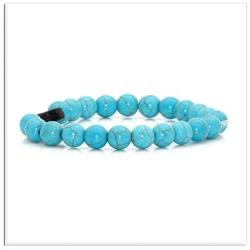 Xusamss Fashion Religious Cross Bracelet 8mm Tiger Eye Turquoise Beads Elastic Bracelet,7 1/2 Wrist