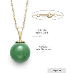 14K Yellow Gold Natural Jade Pendant Necklace and Stud Earring Set