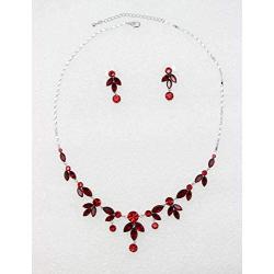 Faship Gorgeous Rhinestone Crystal Floral Necklace Earrings Set