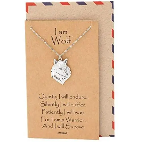 Quan Jewelry Wolf Necklace, Nature Inspired Pendants, Tribal Inspirational Gifts, Wolf Spirit Necklace Quan Jewelry Wolf Necklace, Nature Inspired Pendants, Tribal Inspirational Gifts, Wolf Spirit Necklace