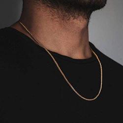 Mens Stainless Steel Gold Ion Plated Thin Foxtail Gift Set Necklace - 4 MM, 22 Inches with Lobster Closure