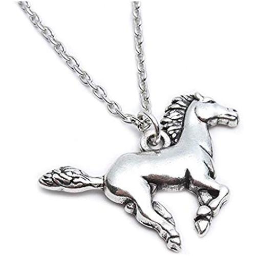 Silver Horse Gifts for Girl Teen Kids Necklace Stainless Steel Necklace Horse Jewelry for Women Gift 18''+2''
