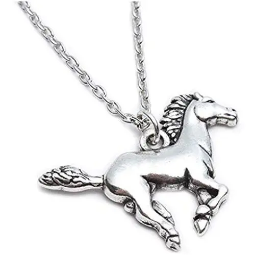 Silver Horse Gifts for Girl Teen Kids Necklace Stainless Steel Necklace Horse Jewelry for Women Gift 18''+2''