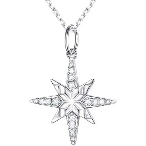 925 sterling Silver Cubic Zirconia Star Pendant Necklace for Women Girls 925 sterling Silver Cubic Zirconia Star Pendant Necklace for Women Girls