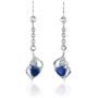 Created Sapphire Pendant Earrings Necklace Set Sterling Silver Trillion Cut 2.25 Carats