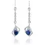 Created Sapphire Pendant Earrings Necklace Set Sterling Silver Trillion Cut 2.25 Carats