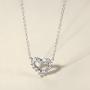 Carleen Solid Real Gold Round Diamond Small Tiny Love Open Heart Dainty Pendant Necklace Delicate Jewelry for Women Girls, 16+2'' Solid Gold Chain