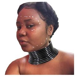 Fstrend African National Choker Collars Black Leather Chunky Punk Necklace Gothic Statement Necklaces Jewelry for Women and Girls (Black)