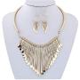 Glibrillody Wcysin Big Tassel Luxury Necklace Earring Set Sweater Chain Big Statement Necklace Jewelry for Women Girls (Gold)