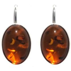 Amber Sterling Silver 925 Oval Classic Love Earrings